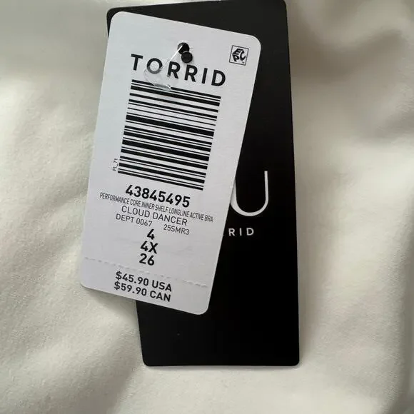 Torrid Performance Core Longline Active Bra Tank White/Black 4X NWT - Picture 7 of 10